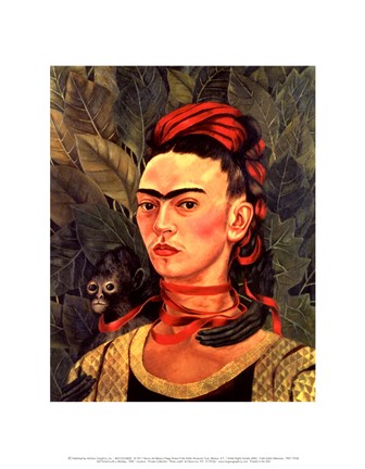 Framed Self Portrait with a Monkey, 1940 Print