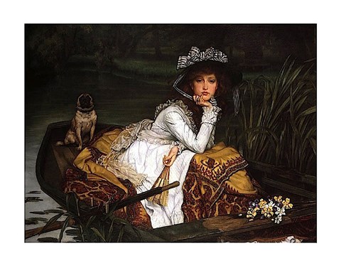 Framed Lady in a Boat Print