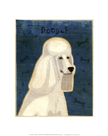 Framed Poodle (white) Print