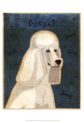 Framed Poodle (white) Print