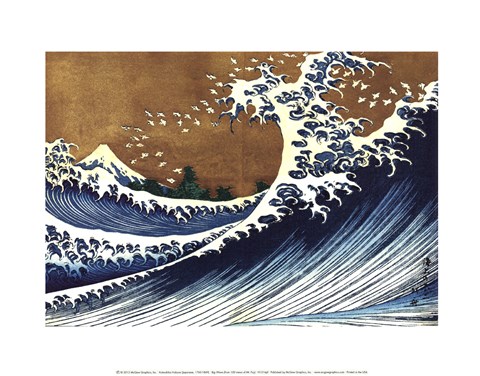Framed Big Wave (from 100 views of Mt. Fuji) Print