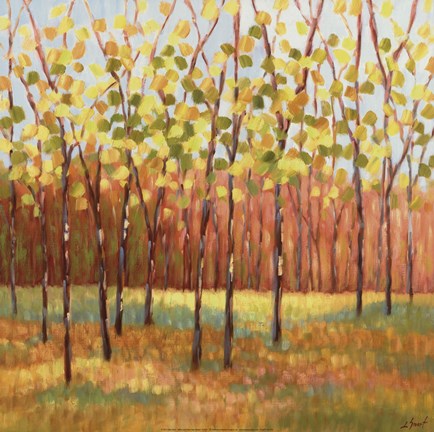 Framed Yellow and Green Trees (center) Print