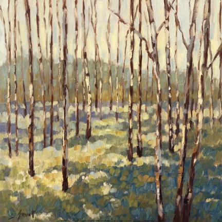 Framed Trees in Blue Green Print