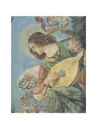 Framed Angel with Lute Print