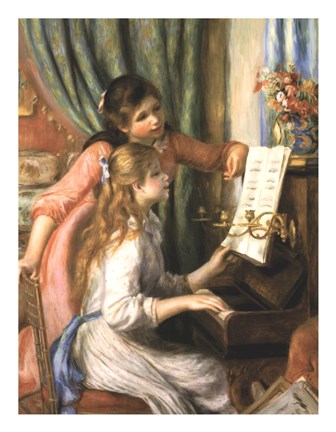 Framed Two Young Girls at the Piano Print