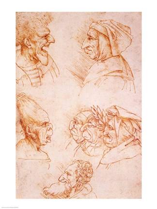 Framed Seven Studies of Grotesque Faces Print