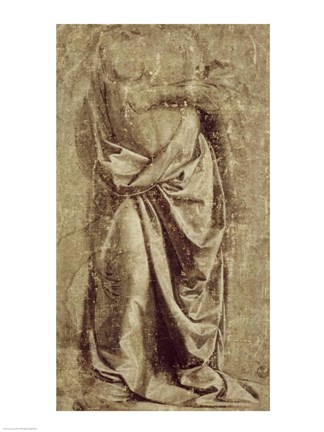 Framed Drapery Study for a Standing Figure Seen from the Front Print