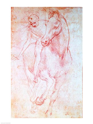 Framed Study of a Horse and Rider, c.1481 Print