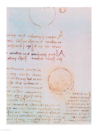 Framed Detail from Study of the Illumination of the Moon 2r from Codex Leicester Print