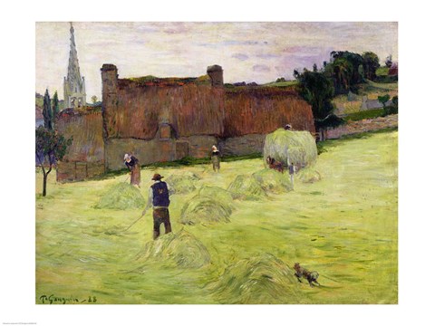 Framed Haymaking in Brittany, 1888 Print