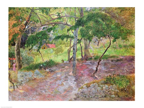 Framed Tropical Landscape, Martinique, 1887 Print