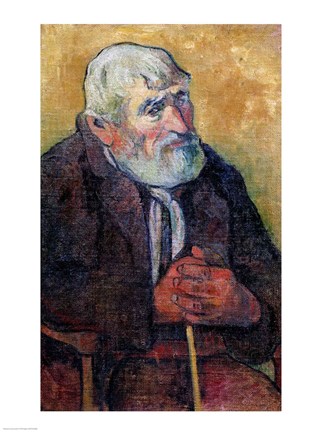 Framed Portrait of an Old Man with a Stick, 1889-90 Print