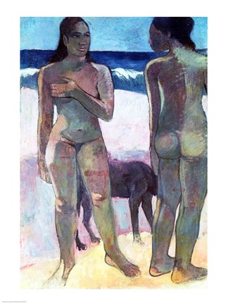 Framed Two Tahitian Women on the Beach, 1891 Print