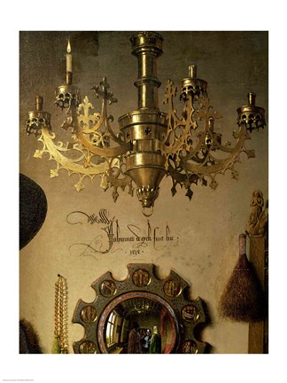 Framed Arnolfini Marriage (chandelier detail) Print