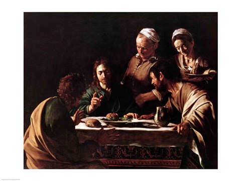 Framed Supper at Emmaus, 1606 Print