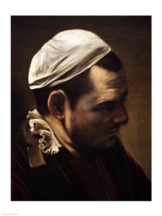 Framed Supper at Emmaus, Detail 1601 (man in hat) Print