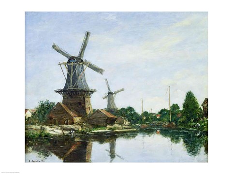 Framed Dutch Windmills, 1884 Print