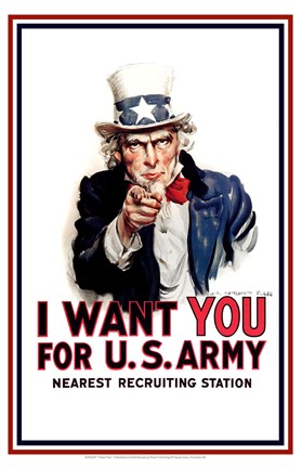 Framed Uncle Sam  - I Want You Print