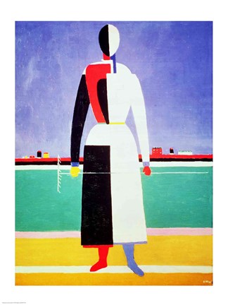 Framed Woman with a Rake Print