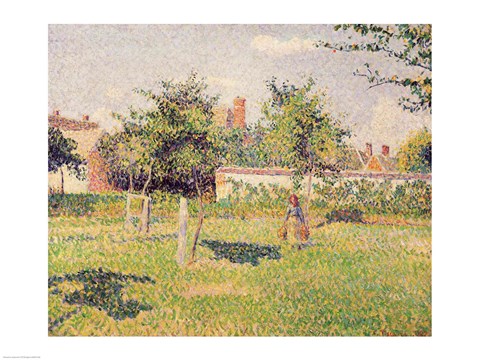 Framed Woman in the Meadow at Eragny, Spring, 1887 Print