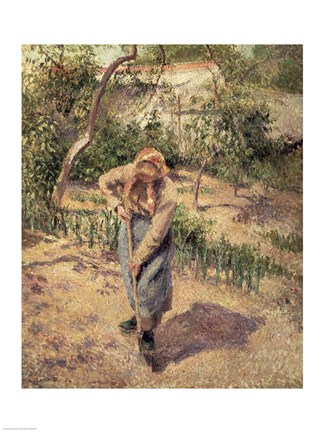 Framed Woman Digging in an Orchard, 1882 Print