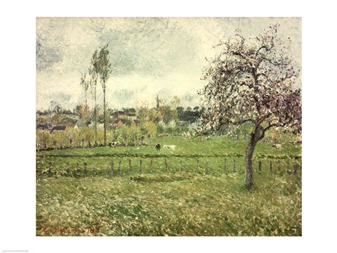 Framed Meadow at Eragny, 1885 Print