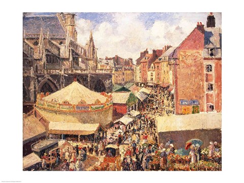 Framed Fair in Dieppe, Sunny Morning, 1901 Print