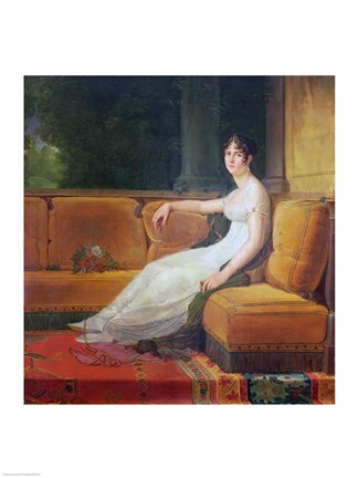 Framed Empress Josephine - yellow couch Print
