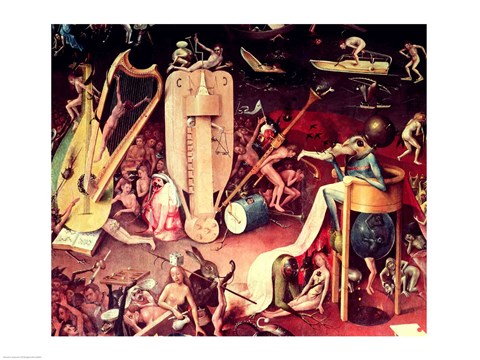 Framed Garden of Earthly Delights: Hell, detail from the right wing of the triptych, c.1500 - detail Print