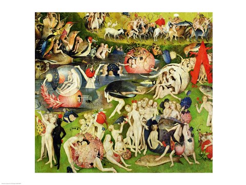 Framed Garden of Earthly Delights: Allegory of Luxury, center panel detail Print