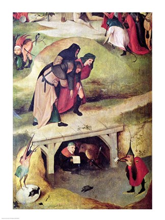 Framed Temptation of St. Anthony, detail from left hand panel of the triptych Print