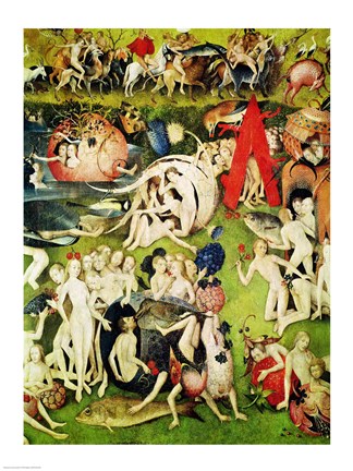 Framed Garden of Earthly Delights: Allegory of Luxury (vertical center panel detail) Print