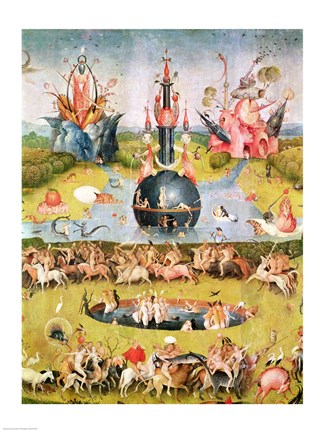 Framed Garden of Earthly Delights: Allegory of Luxury, animal central panel detail Print