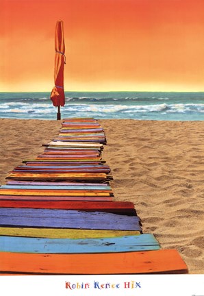 Framed Orange Beachwalk Print