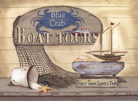 Framed Blue Crab Boat Tours Print