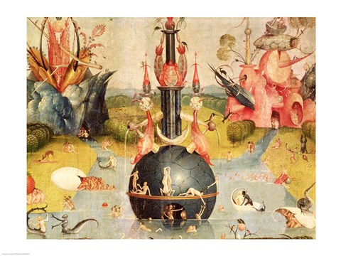 Framed Garden of Earthly Delights: Allegory of Luxury (yellow horizontal center panel detail) Print
