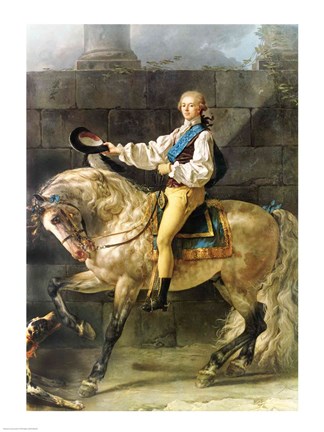 Framed Equestrian Portrait of Stanislas Kostka Potocki Print