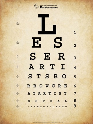 Framed Picasso Eye Chart Print