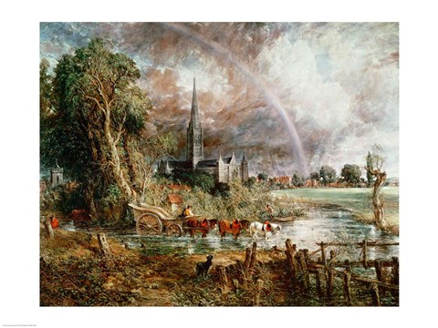 Framed Salisbury Cathedral From the Meadows, 1831 Print
