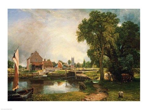 Framed Dedham Lock and Mill, 1820 Print