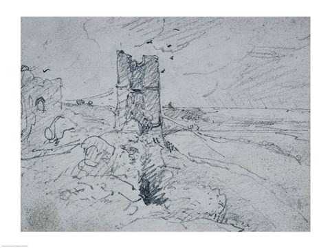 Framed Cottages on a High Bank, 1834 Print