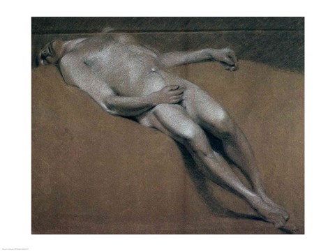Framed Study of a recumbent male nude Print