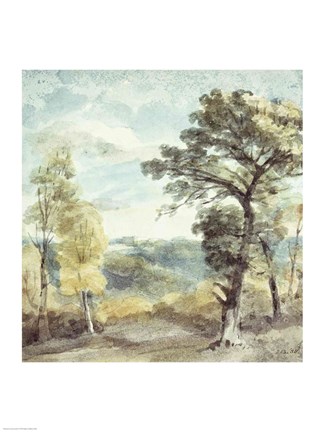 Framed Landscape with Trees and a Distant Mansion Print