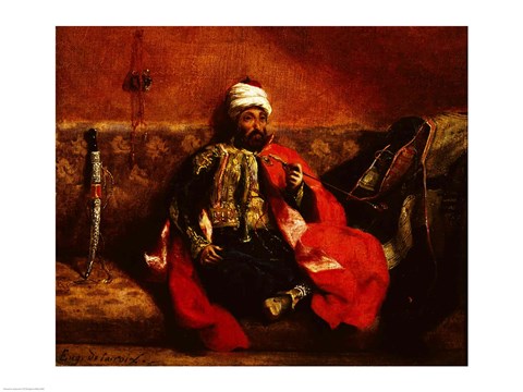 Framed Turk smoking sitting on a sofa, c.1825 Print