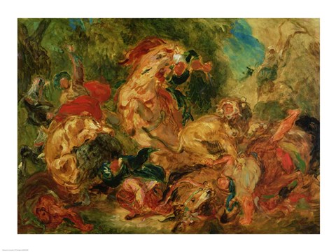 Framed Study for The Lion Hunt, 1854 Print