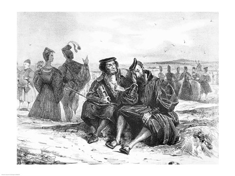 Framed Faust and Wagner in conversation, Illustration for Faust by Goethe Print