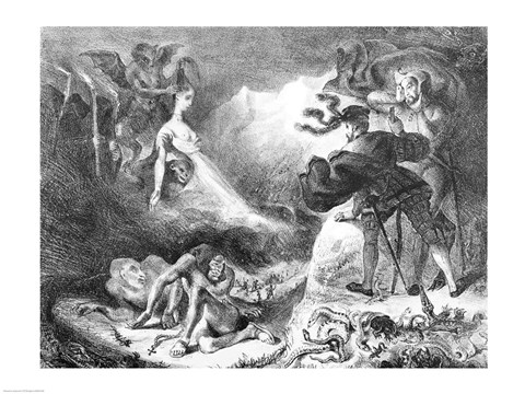 Framed Faust and Mephistopheles at the Witches&#39; Sabbath, from Goethe&#39;s Faust, 1828 Print