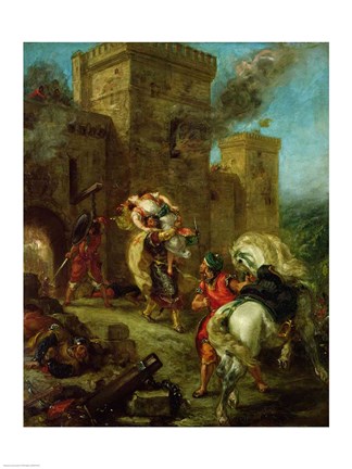 Framed Rebecca Kidnapped by the Templar, Sir Brian de Bois-Guilbert, 1858 Print