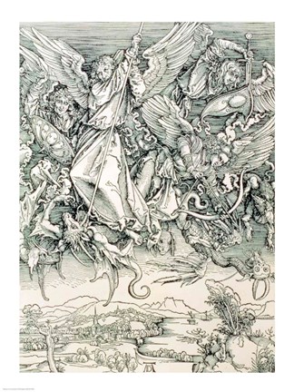 Framed St. Michael Battling with the Dragon from the &#39;Apocalypse&#39; Print