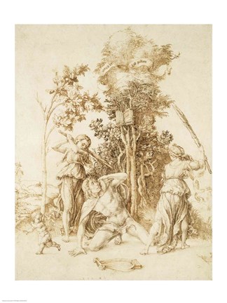 Framed Death of Orpheus, 1494 Print